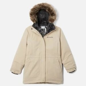 Columbia Beige Girls' Boundary Bay Down Parka Size Small (7/8) Fur Hood